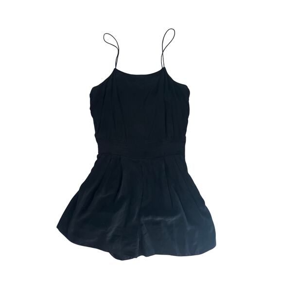 Women XXS Aritzia Wilfred 100% Silk Chanteuse Romper Black Spaghetti Strap - Picture 1 of 6